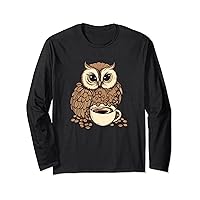 Cute Owls & Coffee - Perfect Morning Combo Long Sleeve T-Shirt