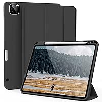 kenke New iPad Pro 12.9 Inch Case with Pencil Holder 2022/2021/2020, Slim Trifold Smart Protective Cover, Soft TPU Back Case with Auto Sleep/Wake for iPad Pro 12.9