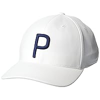 PUMA GOLF Men's P Cap, White Glow-Navy Blazer, OSFA