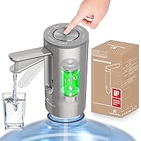 Universal Water-Bottle Pump Dispenser 5-Gallon: KitchenBoss Foldable Automatic Water Bottle Pump, Portable Electric Drinking Water Pump USB Charging 1-5 Gallon Water Bottle Switch, Silver
