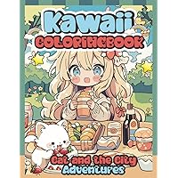 Kawaii Coloring Book: Girl and Cat City Adventures