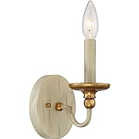 Minka Lavery 1041-701 Westchester County Metal Frame Candle Wall Sconce, 1-Light 60 Watt, Farmhouse White w/Gilded Gold Leaf, 7