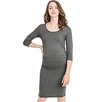 LaClef Women's Ruched Bodycon Basic Maternity Dress