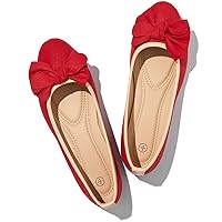 POVOGER Women's Flats Dress Shoes for Women Black Flats Slip on Elegant Bow Ballet Flats Low Heel Comfortable