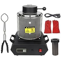 1600W Electric Gold Smelting Furnace,Digital Melting Furnace Machine, Electric Melting Furnace Tongs with Mesh Guard and Graphite Crucible(Size:2kg,Color:Black)