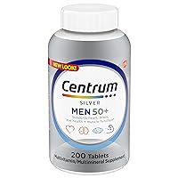 Centrum Silver Multivitamin for Men 50 Plus, Multimineral Supplement, Vitamin D3, B-Vitamins and Zinc, Gluten Free, Non-GMO Ingredients, Supports Memory and Cognition in Older Adults - 200 Ct