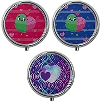 PattyCandy Hot Pink & Blue Inlove Couple Heart Mini Round Pill Box (Pack of 3)