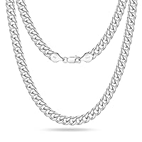 BRIJEWNES 925 Sterling Silver Clasp 3/3.5/4/5/7/10mm Cuban Link Chain for Men Women Diamond Cut Chain Necklace 16, 18, 20, 22, 24, 26, 28, 30 Inch