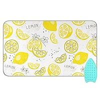 Yellow Lemon Ironing Mat Portable Ironing Pad Blanket for Table Top Heat Resistant Ironing Board Cover with Silicone Pad for Washer Dryer Tabletop Iron Board Alternative Cover, 47.2x27.6in