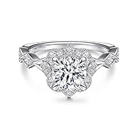 2.50 CT Round Moissanite Engagement Ring In 14K White Gold & 925 Sterling Silver Vintage Ring Wedding Ring Moissanite Jewelry