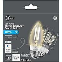 GE CYNC Smart LED Light Bulb, B11 Candle Light Bulb, Works with Amazon Alexa and Google Home, WiFi Light, 60W Equivalent, Soft White, Medium Base (Pack of 4)