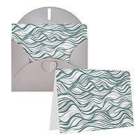 Green wavy stripe Printed Greeting Card Internal Blank Folded Cards 6×4 Inches Funny Birthday Cards Thank You Card With Colorful Envelopes For All Occasions