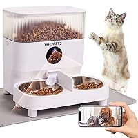 Automatic Cat Feeders, WHDPETS WiFi Cat Food Dispenser with 1080P Camera for 2 Cats & Dogs, 5L Pet Feeder with Feeding Mat, APP Control, 2-Way Audio,Dual Power Supply