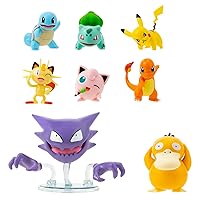 Pokemon Battle Figure 8-Pack - Comes with 2” Pikachu, 2” Bulbasaur, 2” Squirtle, 2” Charmander, 2” Meowth, 2