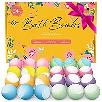 Vacplus Bath Set - 24 Pack Handmade Bombs with 8 Scents, Organic Essential Oils for Relaxing & Nourishing Skin, Great Gift for Women & Girls