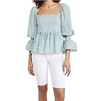 Cinq a Sept Womens Adly Top, Green/White, M