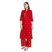 Indian Kurti for Womens With Pant | Rayon Foil Printed Dress Kurtis Kurta For Women Tops