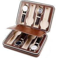 Watch Box Zipper Watch Storage Box Jewellery Display Case For Men Women Brown 8 Grids Watch Organizer Collection (Color : Brown Size : 24x18x6cm)