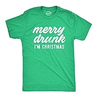 Mens Merry Drunk I'm Christmas Tshirt Funny Holiday Season Xmas Graphic Novelty Tee