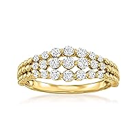 Ross-Simons 0.50 ct. t.w. Bezel-Set Diamond 3-Row Bubble Ring in 14kt Yellow Gold. Size 8