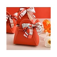 10 Pack Small Gift Boxes, Lather Boxes with the Nylon Ribbon Scarf Candy Box for Birthday Party, Wedding, Baby Shower, Return Gift, Kids Events (Orange), 4.72'' L, 2.16'' W, 5.11'' H