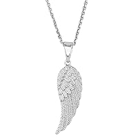 Jewelry Affairs Sterling Silver Angel Wing Pendant Necklace, 18