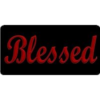 Blessed with Red Letters Photo License Plate