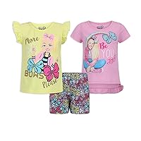 Nickelodeon Jojo Siwa Girls 3 Piece T-Shirt, Tank Top and Shorts Set for Little Kids – Pink/Yellow