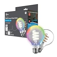 Cync Smart LED Light Bulbs, G25 Globe Bulb, Room Décor Aesthetic, Color Changing WiFi Lights, Works with Amazon Alexa and Google Home, 60W (2 Pack)