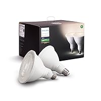 Smart PAR38 LED Bulb - Soft Warm White Light - 2 Pack - 1300LM - E26 - Outdoor - Weatherproof - Control with Hue App - Works with Alexa, Google Assistant and Apple Homekit
