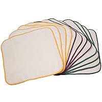 OsoCozy Terry Flannel Baby Wipes. Two Layered. Terry Velour on a Flannel Backing. Unbleached Ivory Color, 100% Cotton. 3 Attractive Stitching Colors Per Pack - 12 per Pack.