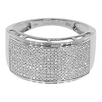 925 Sterling Silver Ring - Paved with 0.55 Ct Stunning Round Diamonds - Simple and Elegant High Polish Finish Sparkling Fashion Jewelry - Comfort Fit - Perfect Jewel Accessory for All Occasions