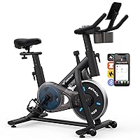 Exercise Bike for Home with Exclusive App, Stationary Bike with Enhanced Electronic LED Monitor, Silent Belt Drive and Comfortable Seat Cushion for Home Cardio Workout