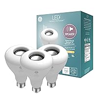 LED+ Speaker Indoor Floodlight Bulb, Soft White, Bluetooth Speaker, No App or Wi-Fi Required, Remote Included, BR30 Indoor Floodlight Bulb (3 Pack)