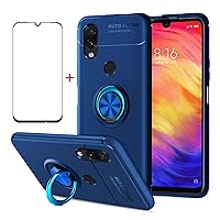 for Xiaomi Redmi Note 7 Case Screen Protector Compatible for Xiaomi Redmi Note 7 Pro Cover [with Tempered Glass Free] Carbon Fiber Silicone Bracket Phone Holder Shockproof Cases 6.3