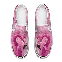 Flamingo Pattern Women's Slip on Canvas Non Slip Shoes for Women Skate Sneakers (Slip-On)
