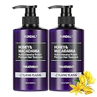 Kundal Honey&Macadamia Hydro-Intensive Protein Premium Nature Hair Treatment [Ylang Ylang] Sulfate Free, Macadamia Oil for Damaged Hiar care, Deep Hydration 1,000ml (500ml x2ea) 33.8Fl oz