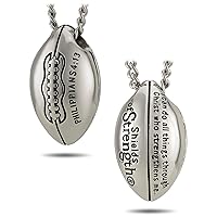 Shields of Strength Men's 3D 14K Gold Plated and Stainless Steel Football Pendant Necklace Philippians 4:13 Bible Verse Faith Scripture Christian Gift