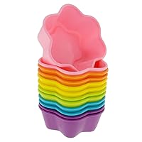 Freshware Silicone Baking Cups [12-Pack] Reusable Cupcake Liners Non-Stick Muffin Cups Cake Molds Cupcake Holder in 6 Rainbow Colors, Star