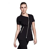 Noel Asmar Uniforms Zoe Tunic, Asymmetrical double zipper, Zippered Pockets