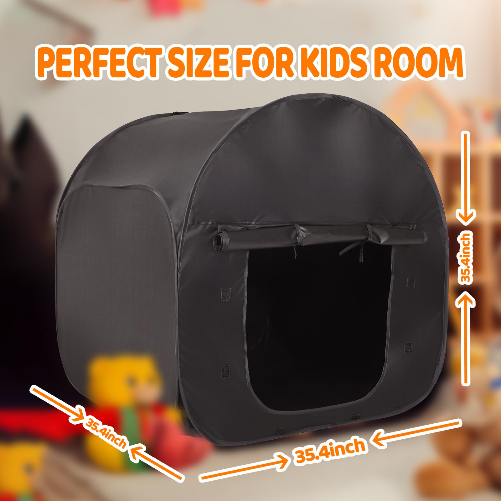 FAHKNS Sensory Tent|Quiet Corner for Kids to Play and Relax|Pop-up Blackout Tent Black|Sensory Play Tent Sensory Den|Special Needs Sensory Tent|Suitable for: SPD, Anxiety, ADHD, Autism, etc.