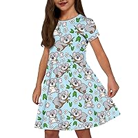 Cute Short Sleeve Summer Dresses for Girls 2-14