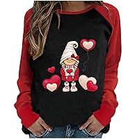 Womens Funny Shirt Gnomes Raglan Long Sleeve Printed Baseball Tee Graphic Valentine's Day Tops Blouse Clothes