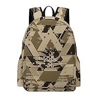 Triangle Brown Camo Backpack Lightweight Laptop Backpack Casual Shoulder Bag Business Bags for Women Men