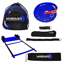Speed and Agility Exercise Ladder Kit – Acceleration Speed Cord and Speed Training Workout Ladder – Improve Footwork, Foot Speed/Quickness, Change of Direction, Strength and Power