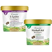 NaturVet L-Lysine Immune Support Plus Antioxidants Cat Supplement - 60 Soft Chews - Hairball Aid Supplement for Cats - 60 Soft Chews