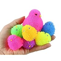 Curious Minds Busy Bags Chicken Family - 1 Hen and 6 Baby Puffer Chicks - Small Novelty Toy - Party Favors - Easter Gift