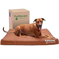 Furhaven Water-Resistant Orthopedic Dog Bed for Large Dogs w/ Removable Washable Cover, For Dogs Up to 95 lbs - Indoor/Outdoor Logo Print Oxford Polycanvas Mattress - Chestnut, Jumbo/XL