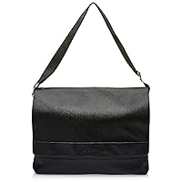 Kenneth Cole REACTION Grand Central Pebbled Vegan Leather Slim Messenger Bag Crossbody Tablet Case, Black Laptop