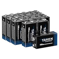 9 Volt Batteries 12 Pack USB Rechargeable, High Capacity 1100mAh LI-ion Batteries with Type C Charging Cable for Smoke Alarms Detector, Electric Guitar, Microphone, Pet Collars, Caller